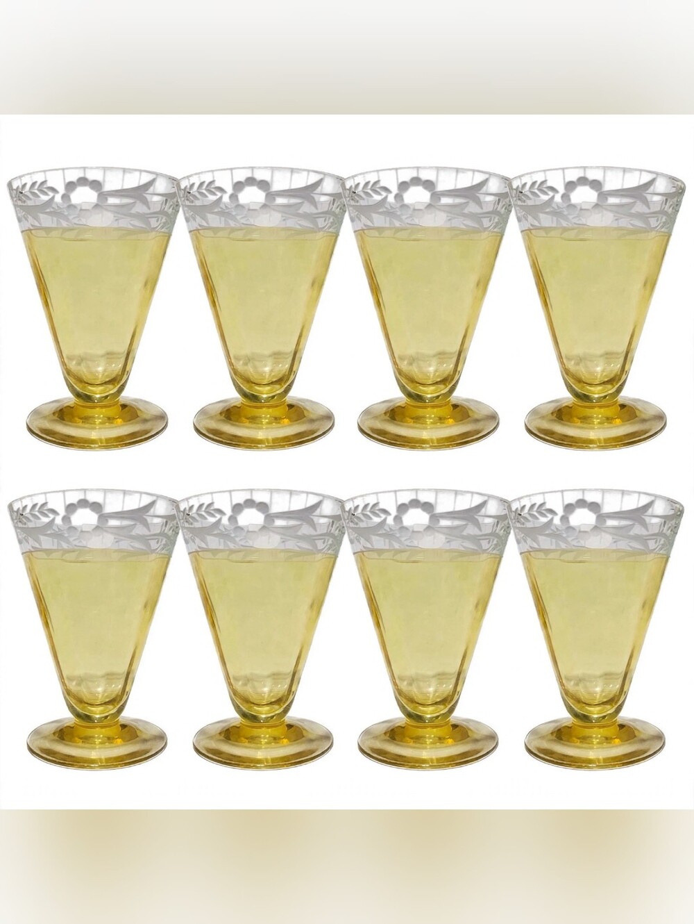 RARE Only Set on Poshmark Hazel Atlas Florentine Yellow Footed Tumbler Set of 8